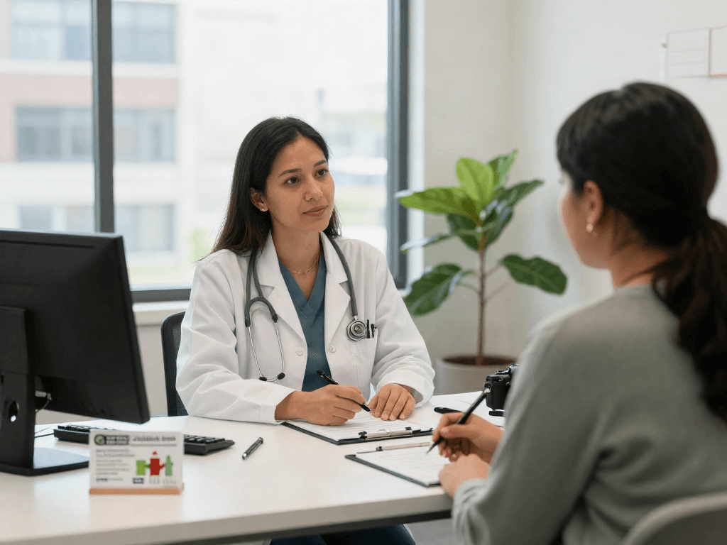 Compassionate discussion about the Texas Medical Cannabis Card in a bright medical office