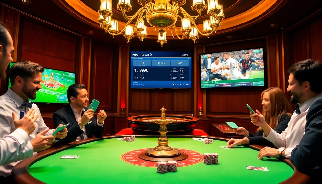Kèo nhà cái 5 displayed on a dynamic betting interface amid an exciting casino atmosphere.