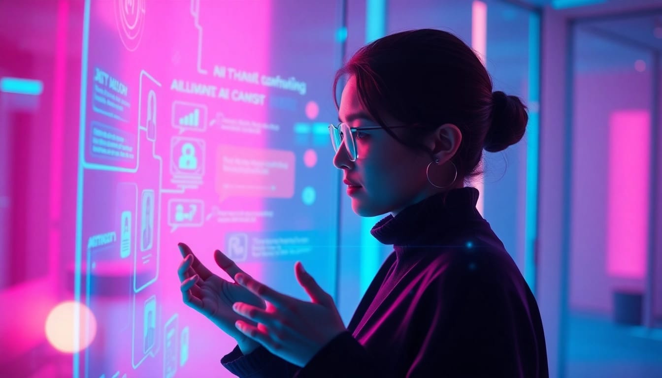 Engaging interface of an AI chat sex chatbot, highlighting interactive features in a warm atmosphere.