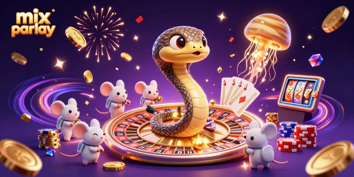 Permainan mix parlay yang penuh warna dengan koin emas dan chip poker, menghadirkan peluang taruhan yang menguntungkan.