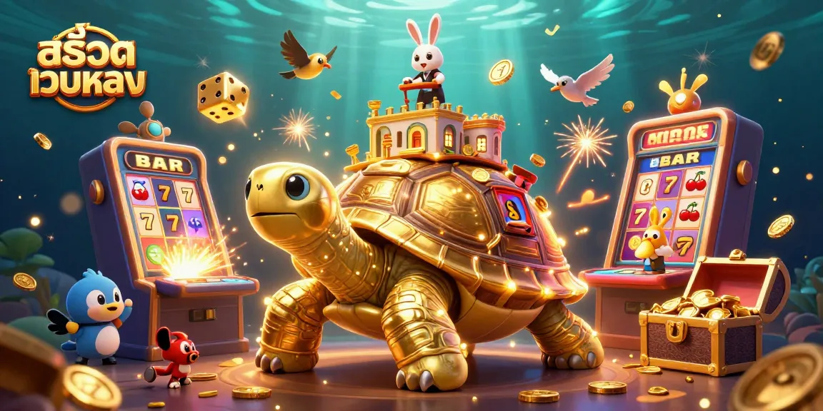 Experience สล็อตเว็บตรง gameplay excitement with golden tortoise casino and slot machine action.