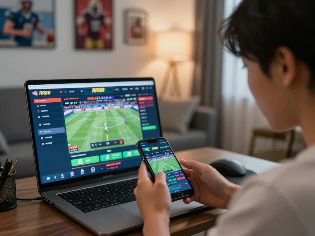 Engaging in sports betting on the RR88 Auction platform from a cozy home setting