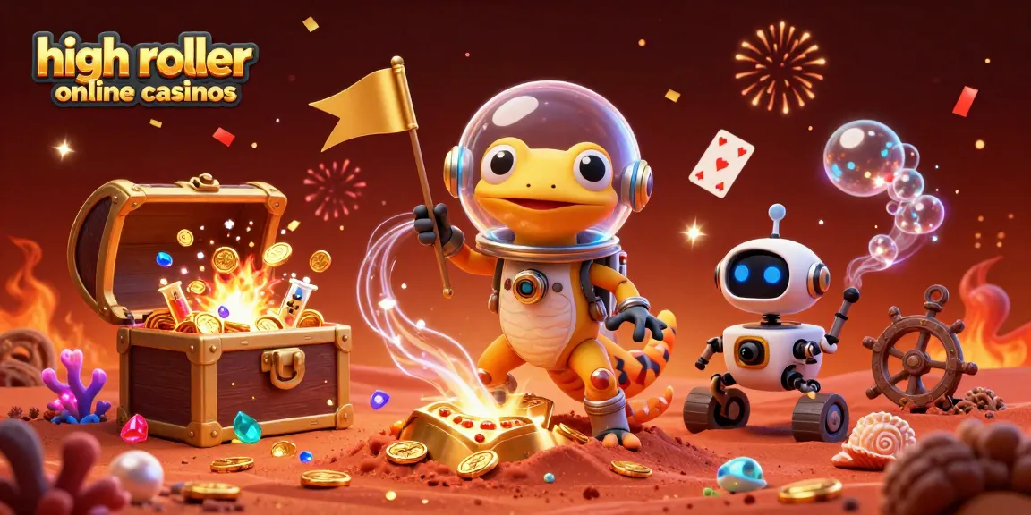 Engage with top high roller online casinos in a vibrant Martian scene of discovery.
