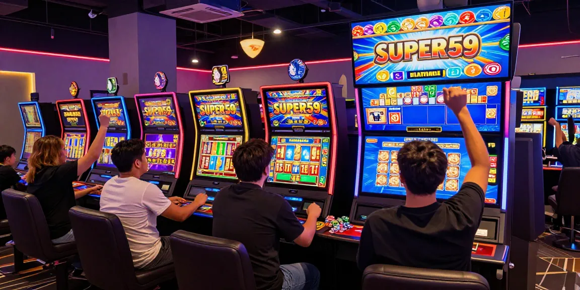 Pengalaman bermain slot online di SUPER59 yang menyenangkan dengan berbagai mesin slot dan suasana ceria.