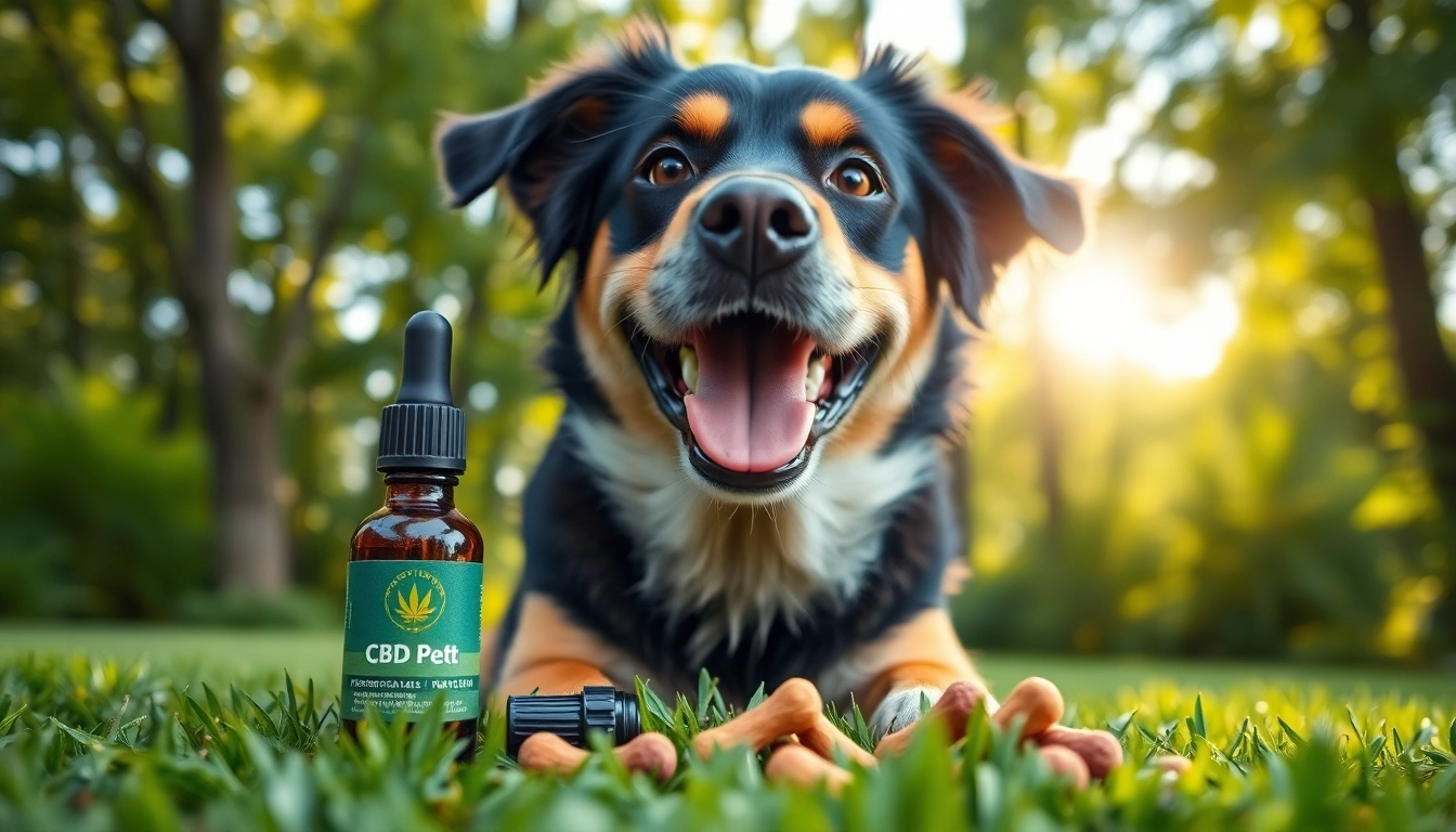 Encouraging joy and wellness from CBD For Pet displayed by a happy dog in a lush outdoor setting.