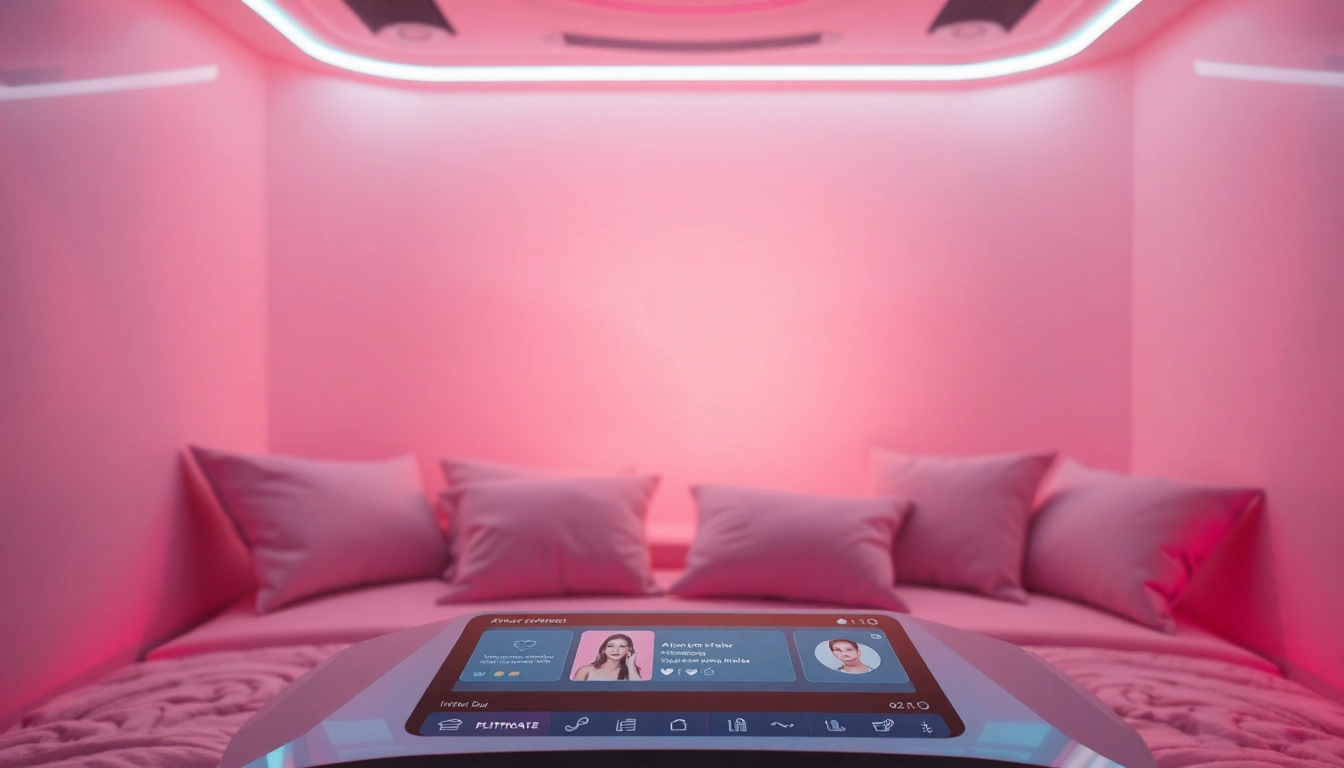 Engaging ai porn chat scene featuring a futuristic intimate virtual room.