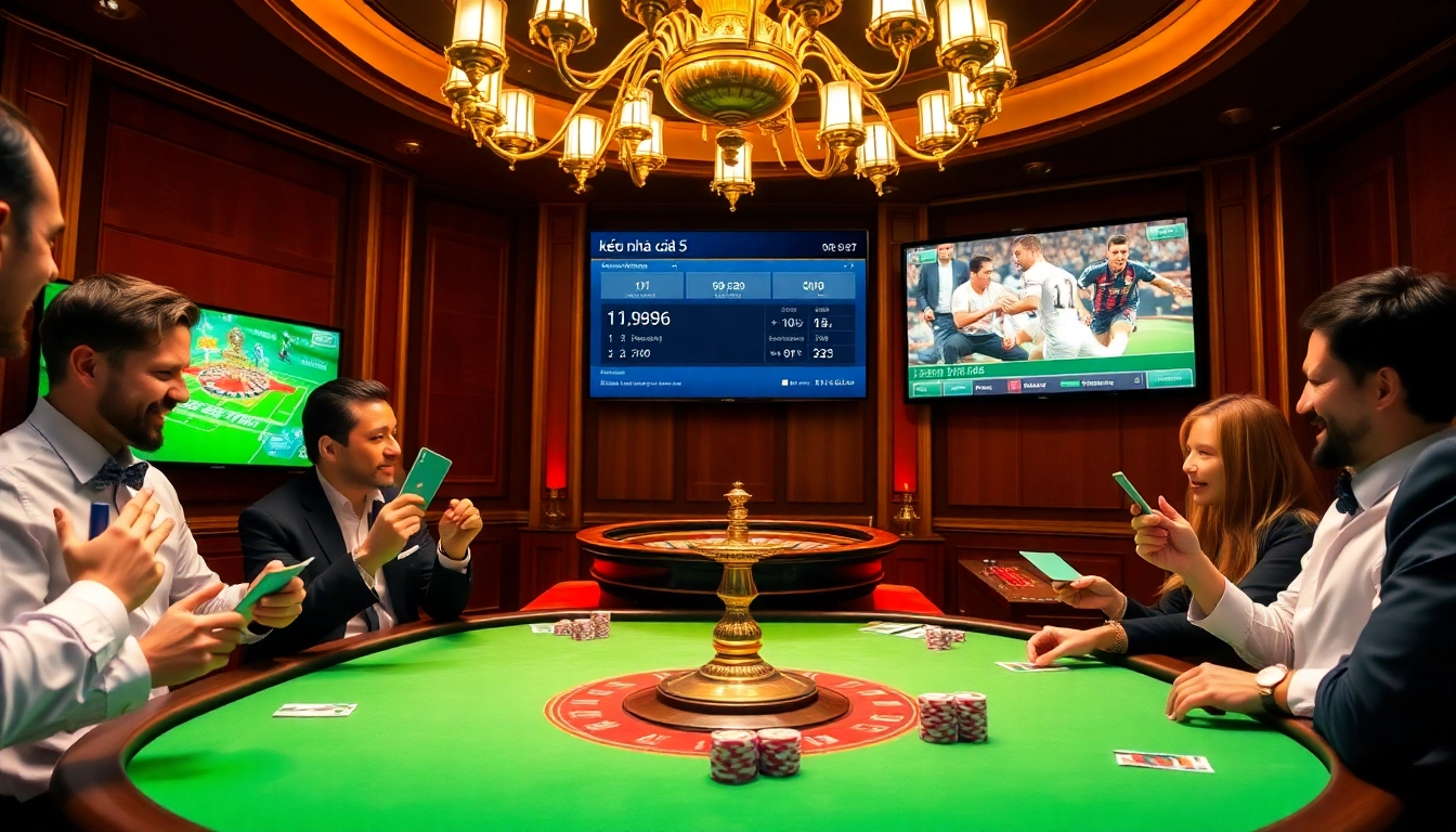 Kèo nhà cái 5 displayed on a dynamic betting interface amid an exciting casino atmosphere.