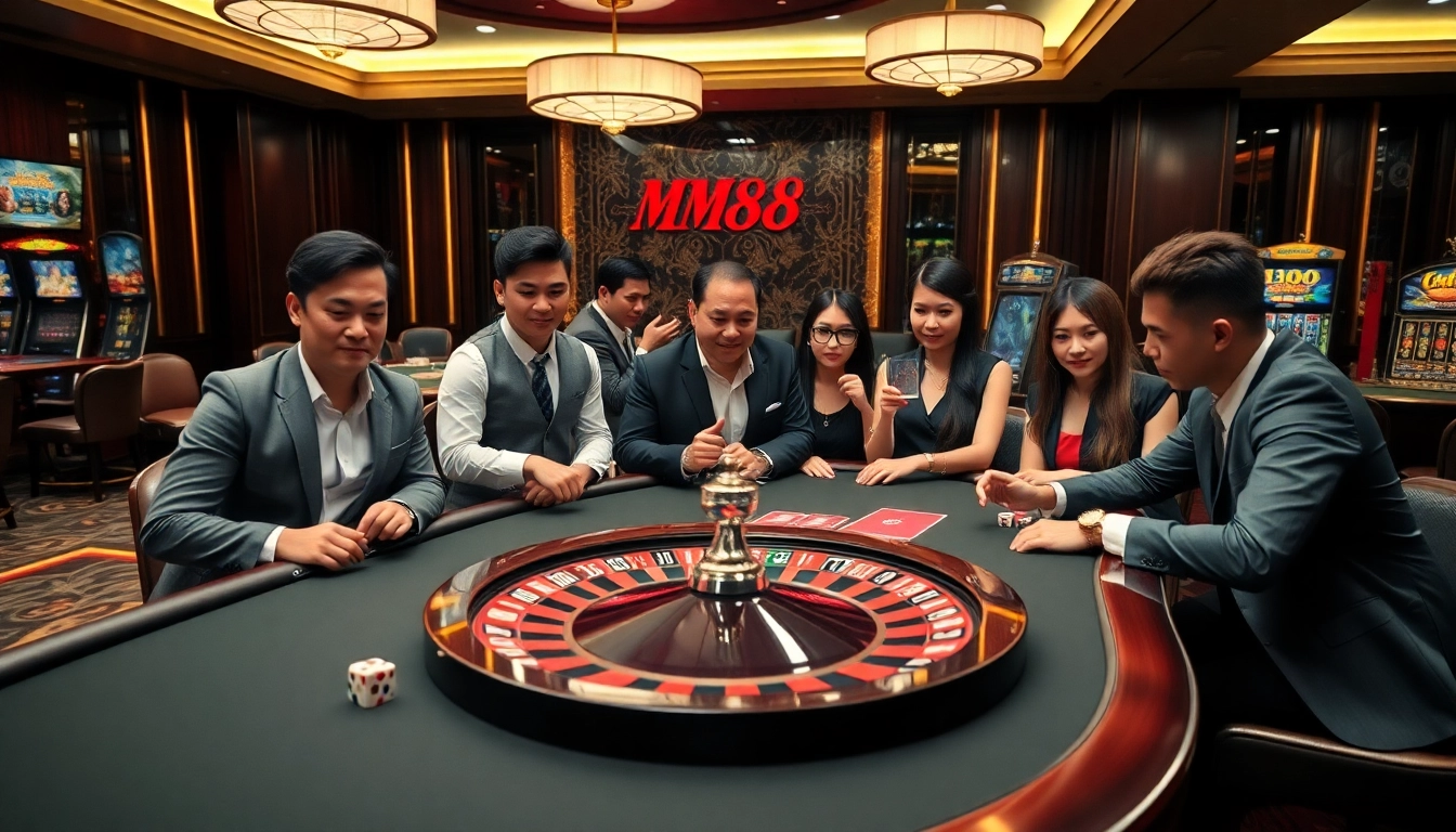 Experience high-stakes excitement at the MM88 casino with stunning gaming elements.