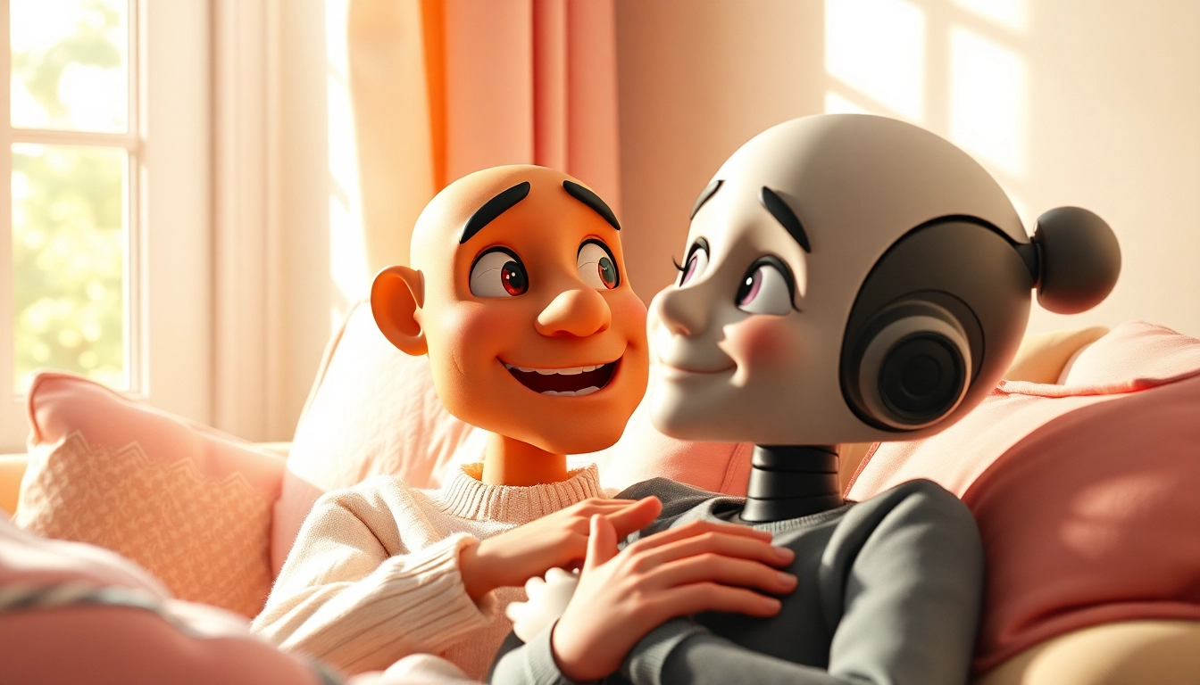 Engaging character AI NSFW interaction in a cozy room with warm lighting and pastel tones.